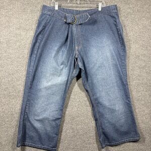 FUBU Jeans Women 22W Y2K Baggy Capri Streetwear Denim with Integrated Belt